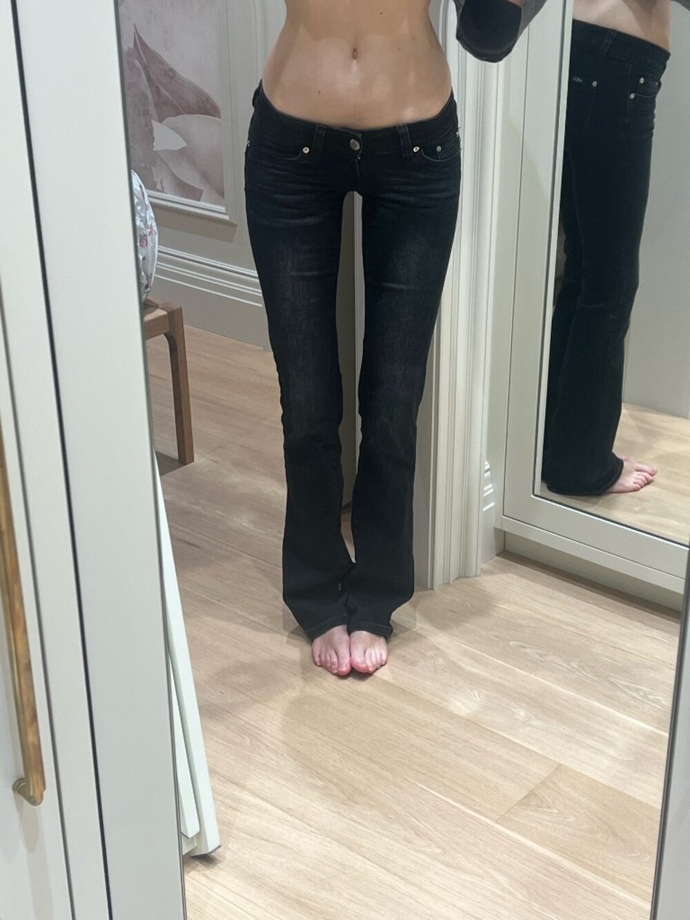 SUPER low-waist G Rise Gena Black Bootcut Jeans in Long (92cm inseam)